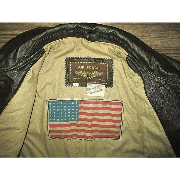 Air Force Airborne Leather Bomber Jacket LARGE A-2 - Picture 1 of 7